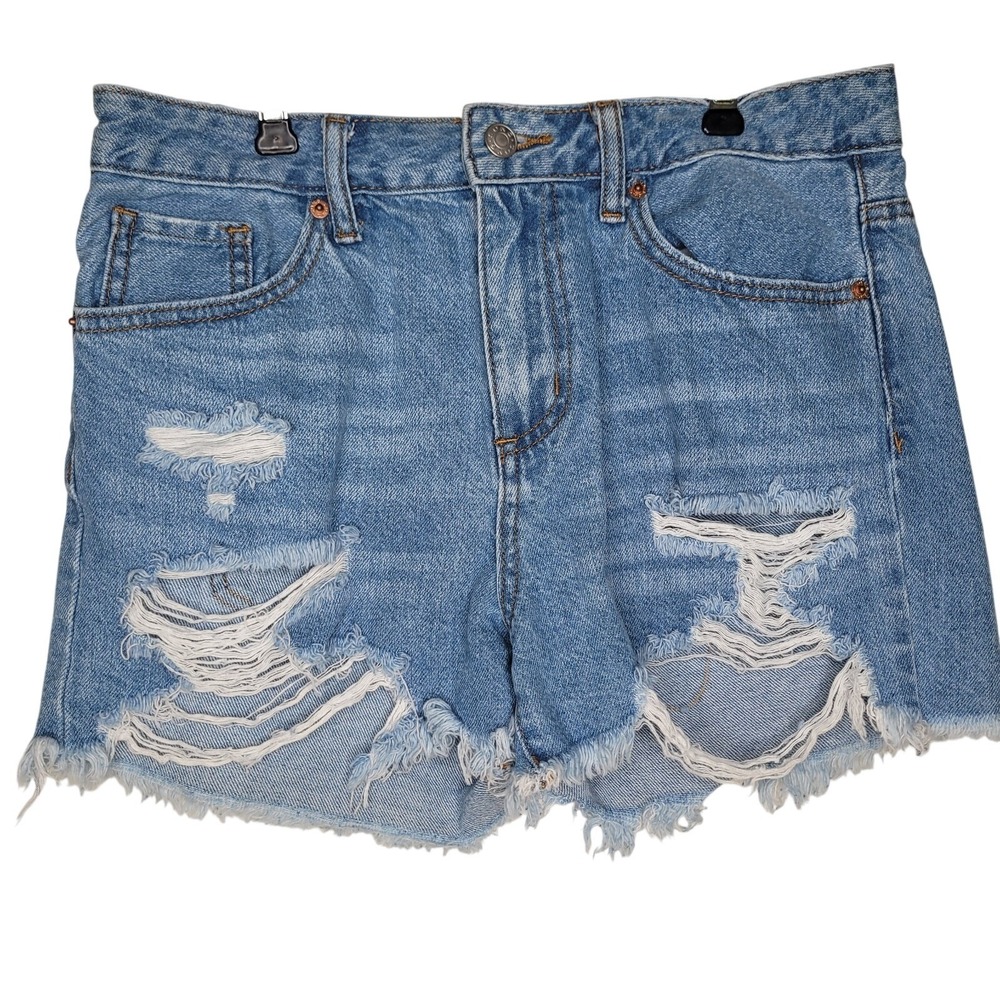 SONG Denim Distressed Shorts Women's Size 5/27 High Rise Frayed Beachy Summer
